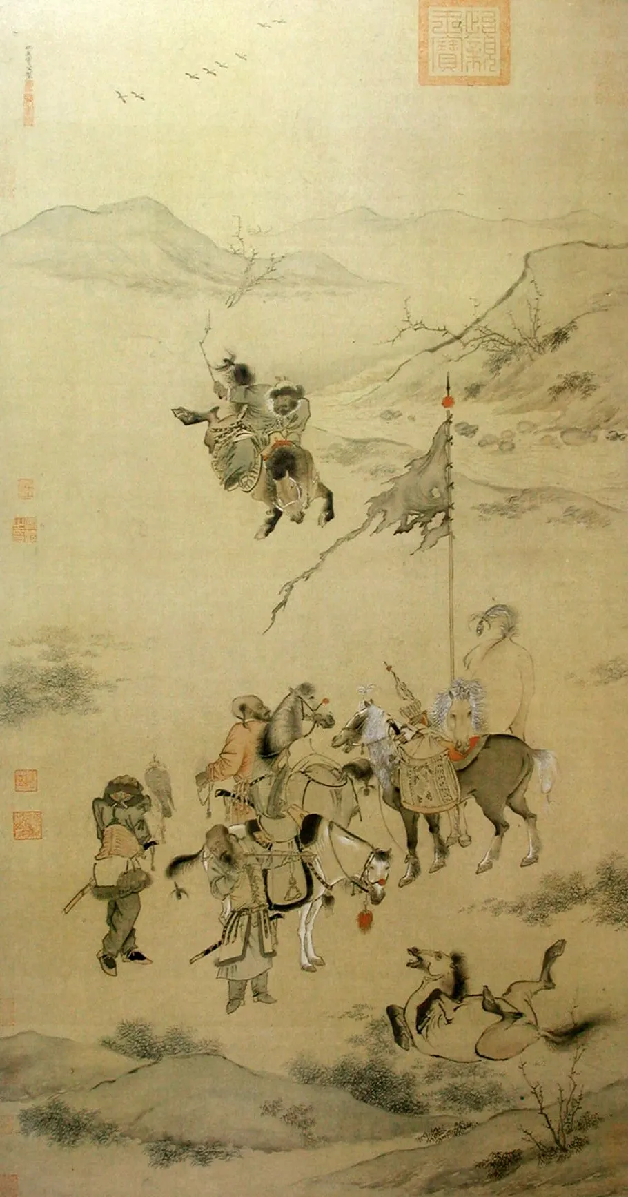 《明代仇英的《秋原猎骑图》1