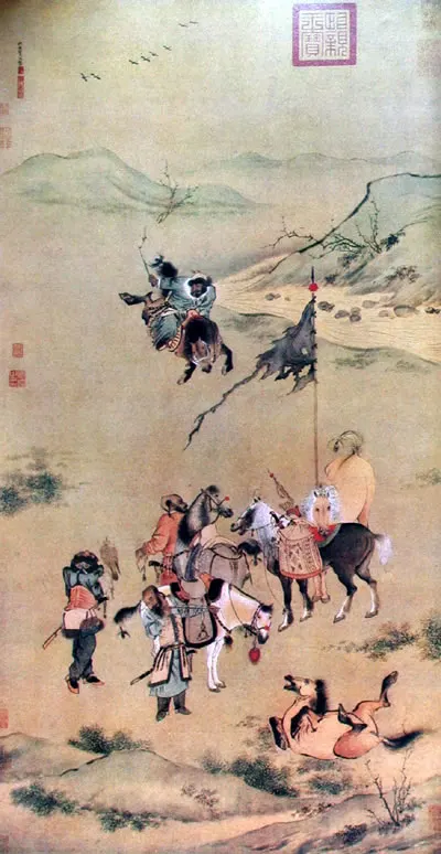 明代仇英的《秋原猎骑图》121