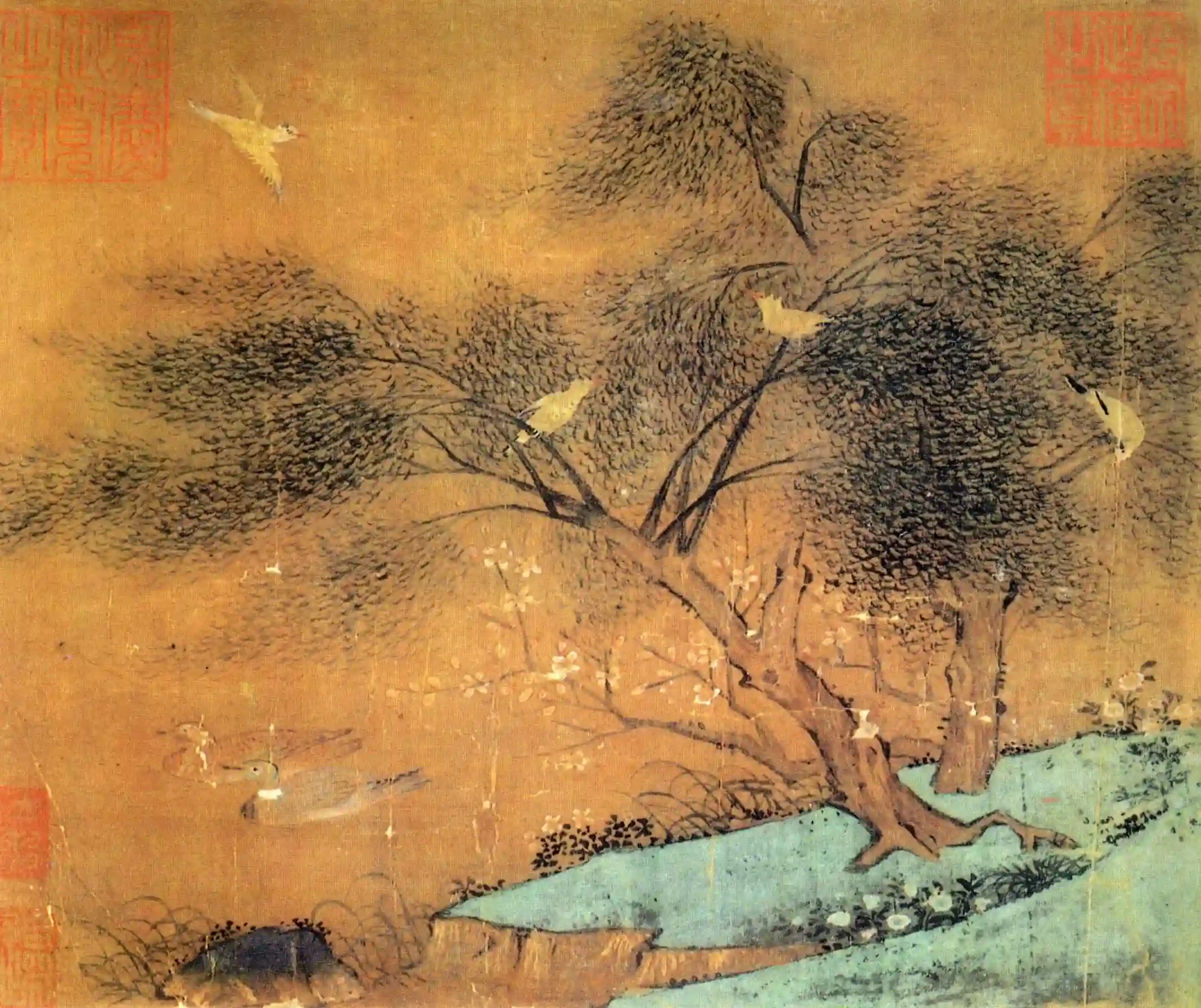 五代 黄筌 芳溆春禽册页