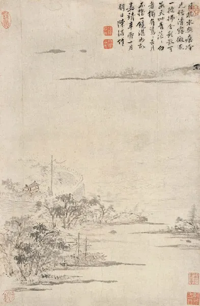 江城夜色 立轴 设色纸本 辛卯(1531年)作