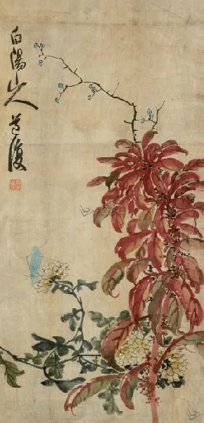 花卉 立轴绢本