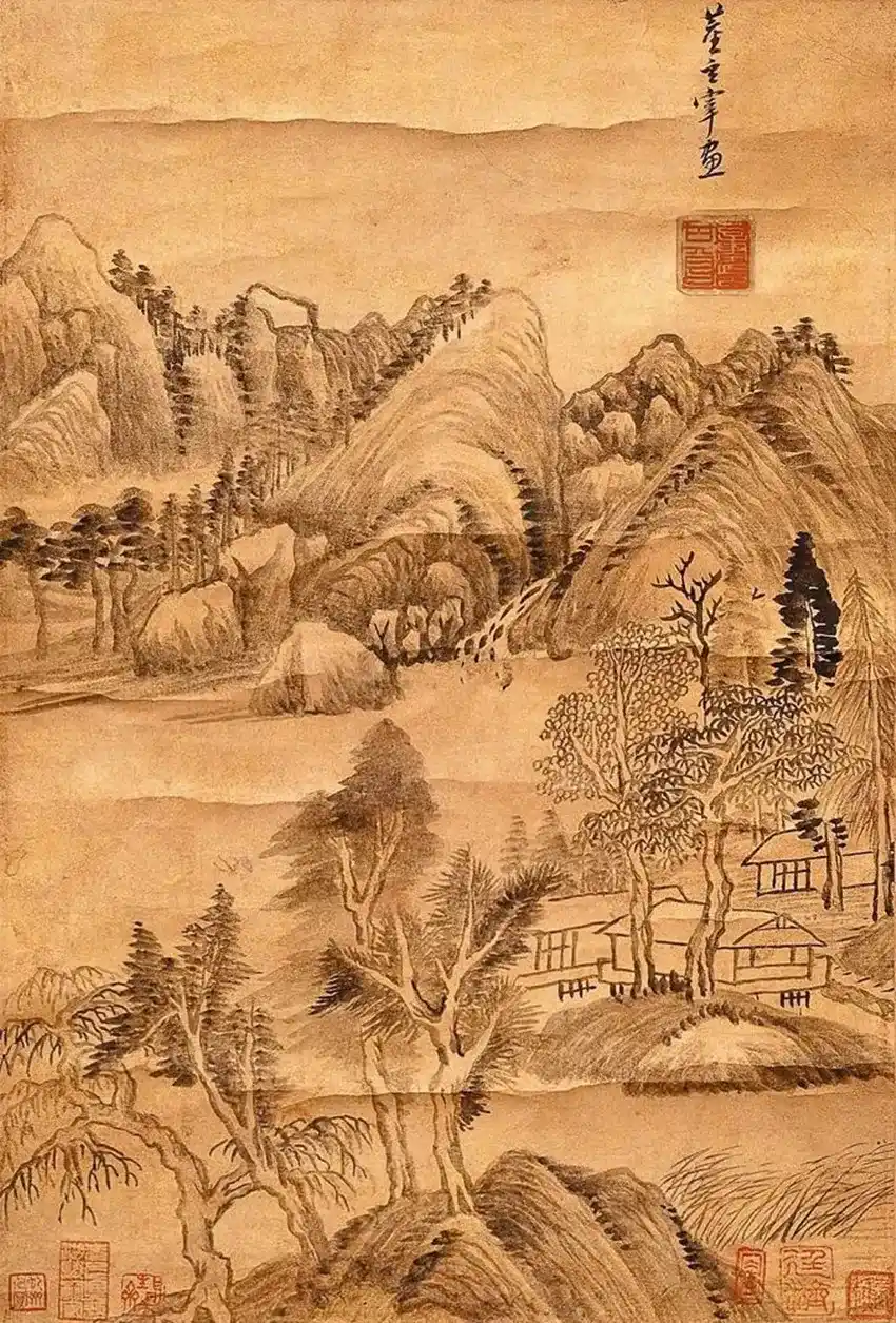 董其昌 山居图 屏轴