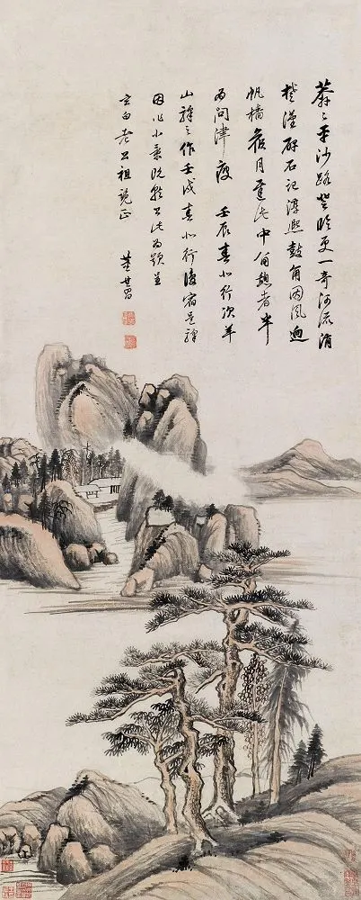董其昌 壬戌(1622年)作 山驿留憇 立轴
