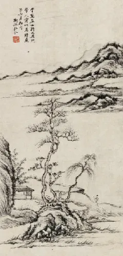 策杖图 水墨纸本1660年作