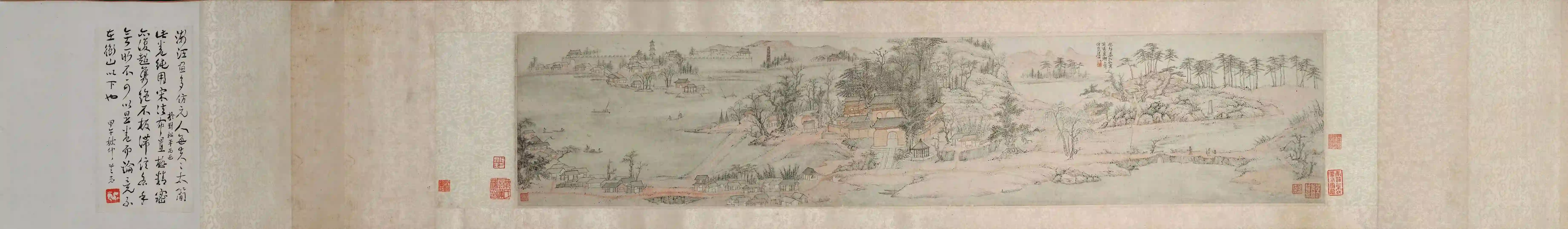 清 弘仁 芝易东湖图卷