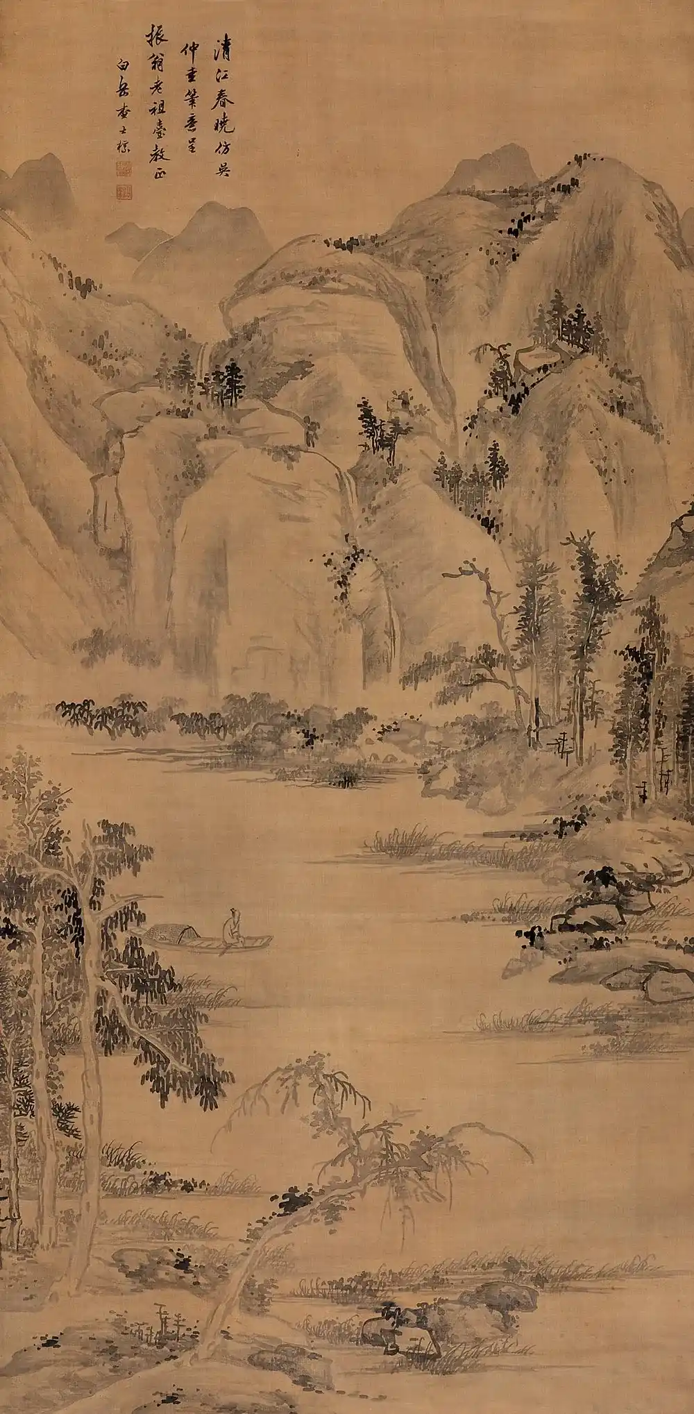 查士标 清江春晓 立轴