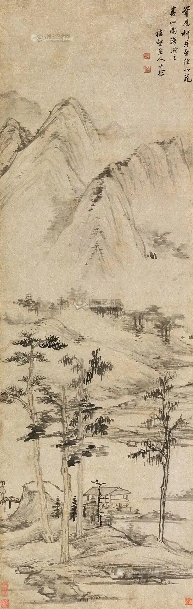 溪畔闲居 立轴 纸本