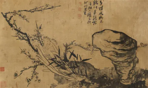 梅石水仙 立轴