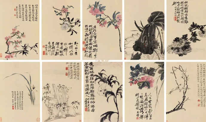 细笔花卉 册页(十开)