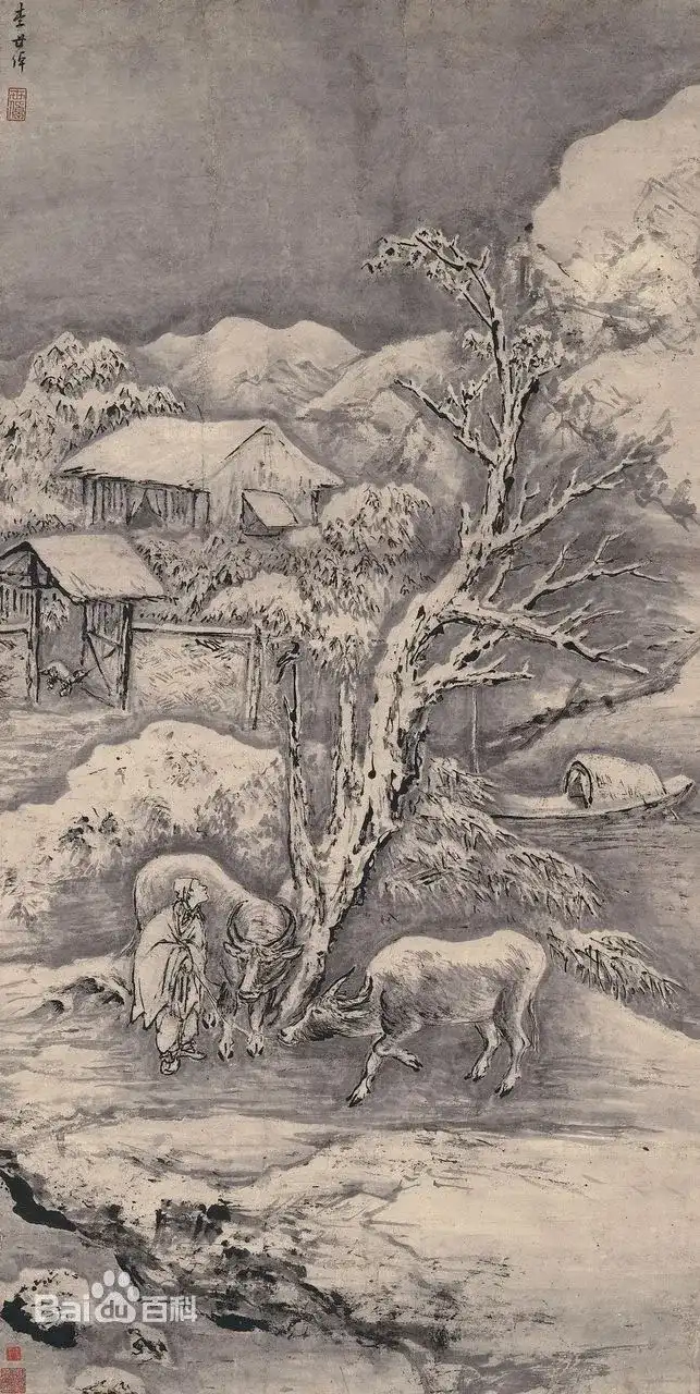 雪地牧牛图