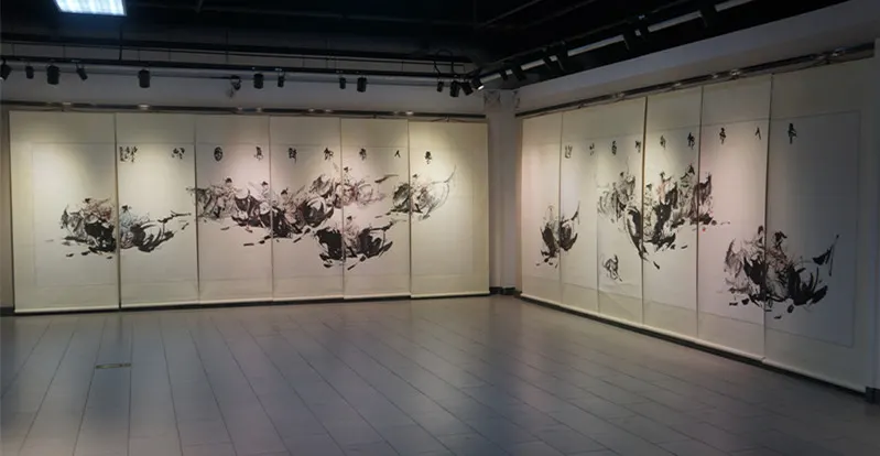 子柔李刚唐人马球系列作品展出效果