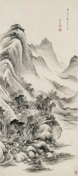 仿江贯道 立轴 浅绛纸本 1671年作
