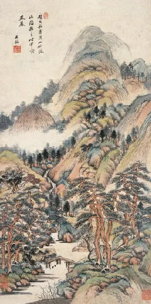仿赵文敏溪山仙馆图 设色纸本 甲寅(1674年)作