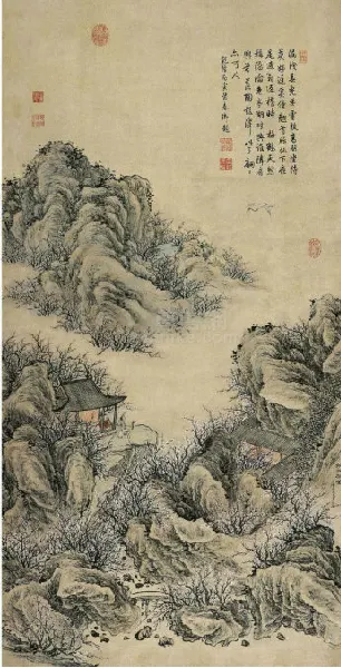 溪山仙馆图 立轴 设色纸本 1674年作