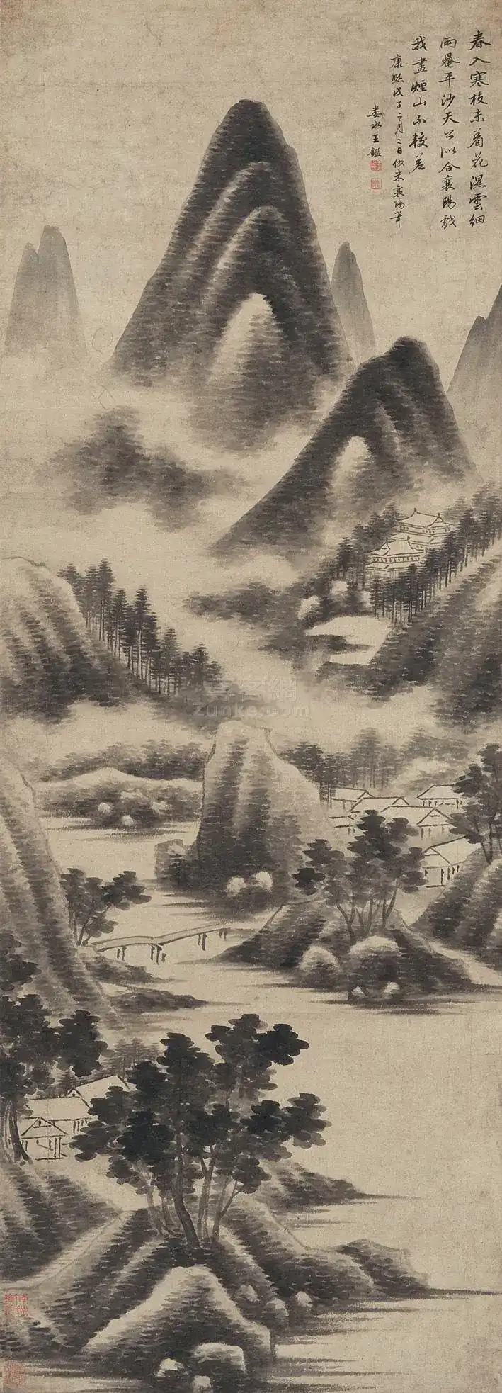 云山墨戏 立轴 水墨纸本 1648年作