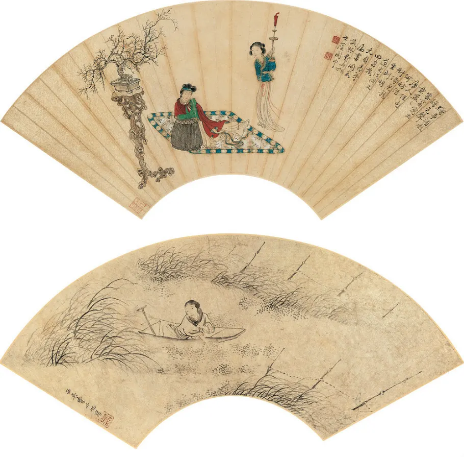 费丹旭 戊戌(1838年)作 仕女 扇面