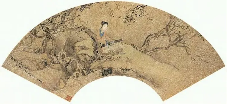 费丹旭 戊申(1848)年作 春思图 扇面