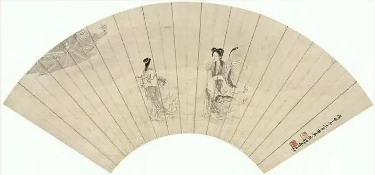 费丹旭 戊申(1848)年作 月宫仕女 扇面