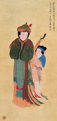 □大成美術□【張大千書 紙本 仕女図三条屏】 箱付き（検）近代