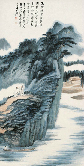 張大千国画“竹林七賢”骨董山水画 張大千国画“竹林七賢”骨董山水画