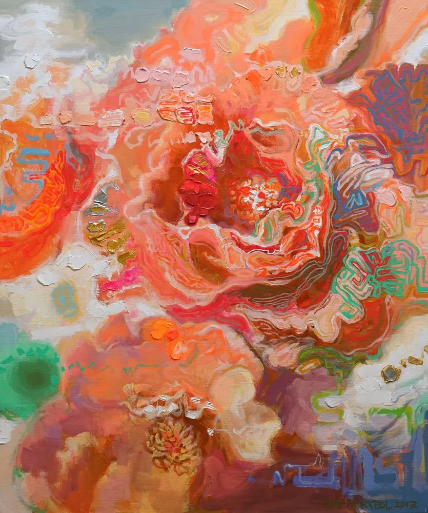 2017-1Machine rose 3   60.5cm X 72.5cm acrylic on canvas 2017 300��