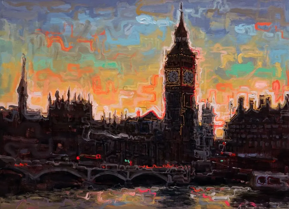 2017-7 Systems of the city Thames river 72.5X53 acrylic on canvas 2017 300��