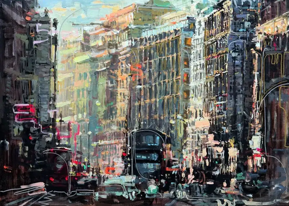 2017-6 Systems of the city Picadilly Circus 72.5X53 acrylic on canvas 2017  300��