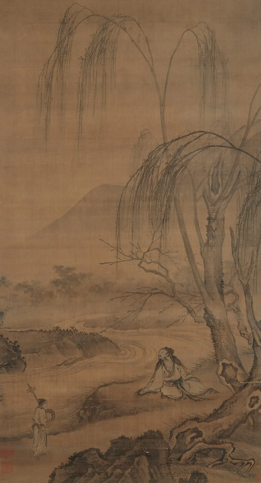 宋 马远 柳溪琴隐_副本