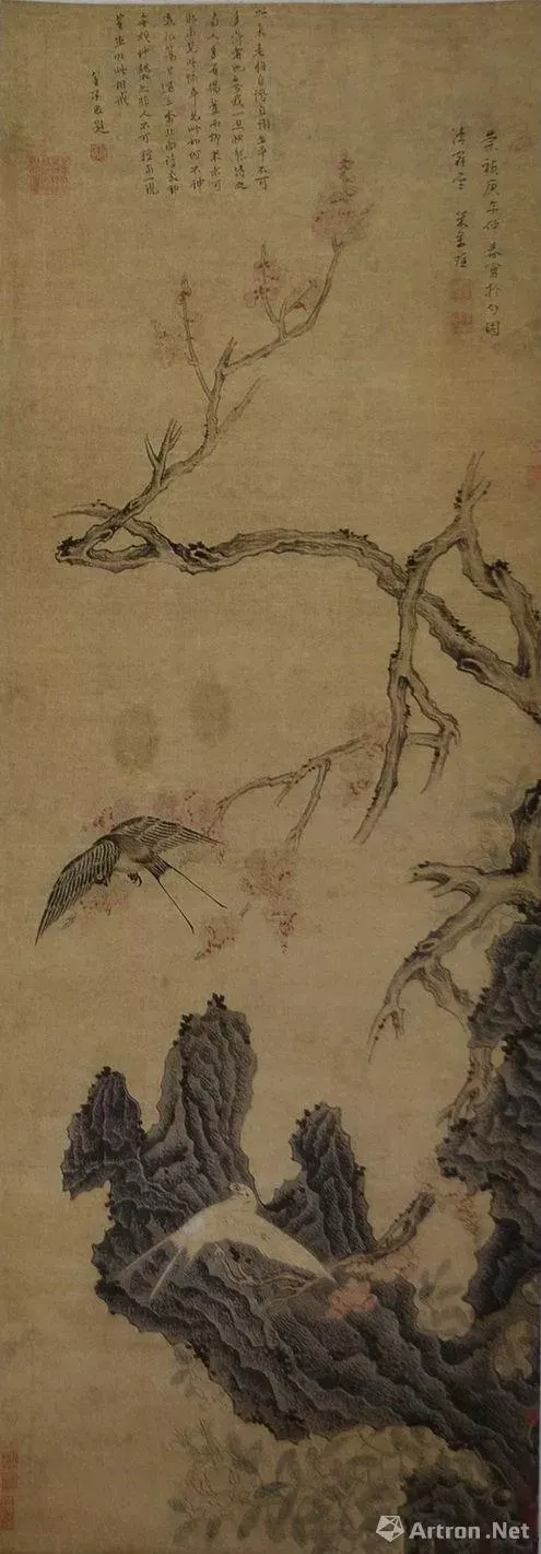 米万钟《红杏双燕图》