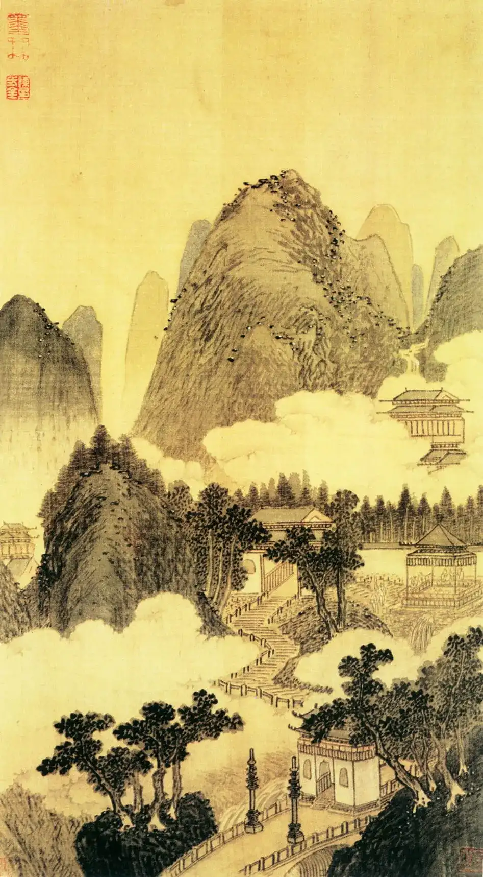 明 沈周 两江名胜图之二:杭州下天竺寺图
