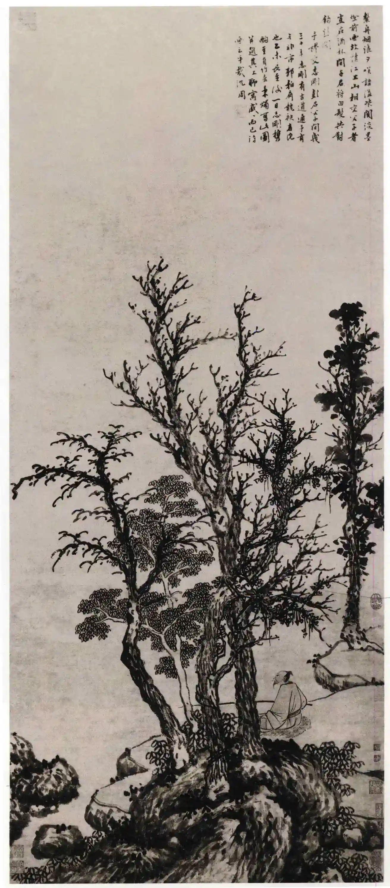明 沈周 秋林静钓图_副本