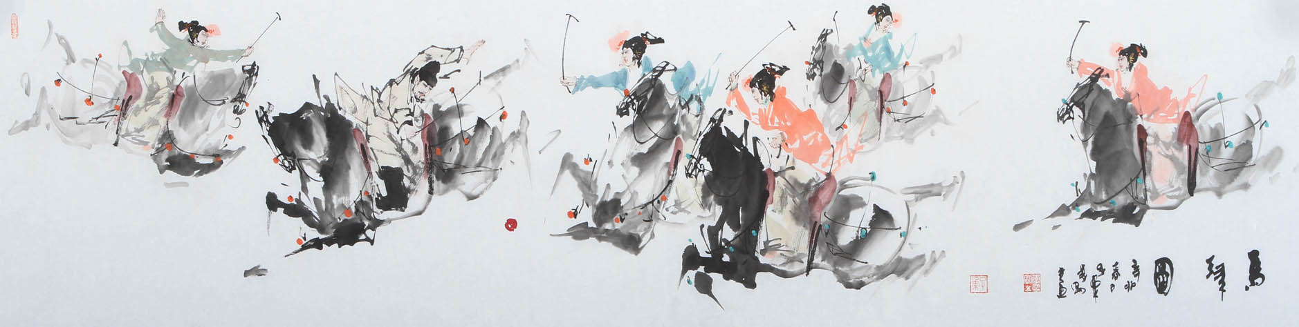 国画欣赏:子柔李刚唐人马球图8