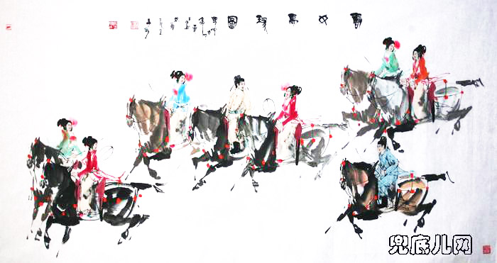 国画欣赏:子柔李刚唐人马球图10