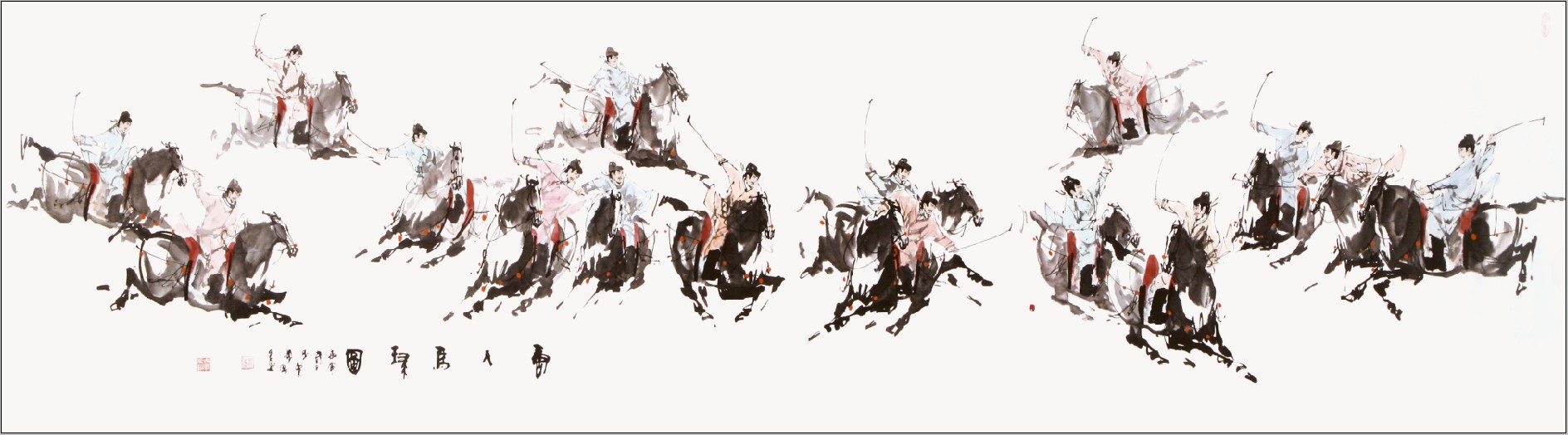 国画欣赏:子柔李刚唐人马球图5